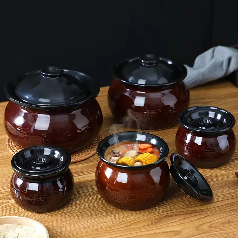 

Household Casserole Soup Clay Stew Pots With Lid Rice Noodle Porridge Milk Cooking Pot Pottery Pot Kitchen Gadgets Cooker