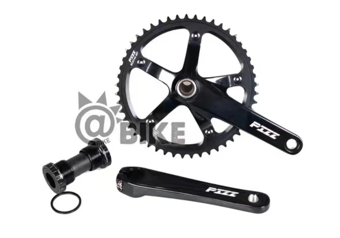 Pizz Hollow Alumniun Alloy Crankset FixedGear Track Bike Cran 165mm BCD144 FIXIE 48/49/51T Silver Crankset