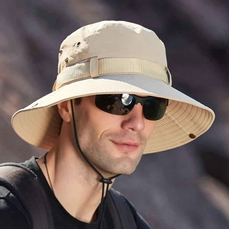 

Sun Protection Fishing Hat Breathable Outdoor Sports Hat Fishing Cap with Adjustible Chin Strap Fishing Apparel