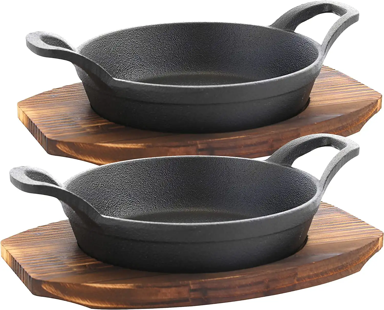 

2/4 Piece Pre-Seasoned Cast Iron Fajita Skillets And Sizzle Plates