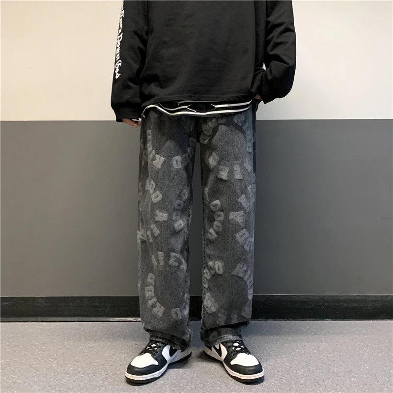 Men's Jeans Spring New Trend Fashion Brand Men's Pants Loose Straight Wide-Leg Harajuku Style Casual Long Pants