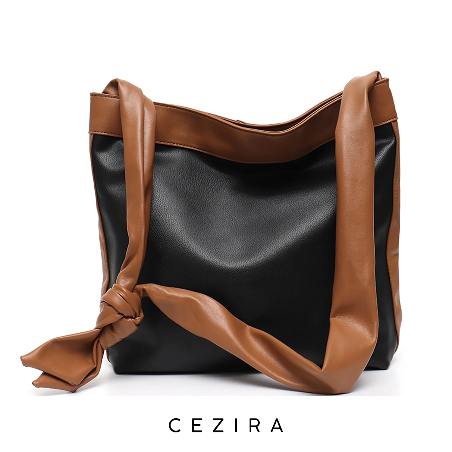 

CEZIRA Original Design Women Vegan PU Leather Handbags Fashion Contrast Color Large Shoulder Bags Female Casual Crossbody Purse