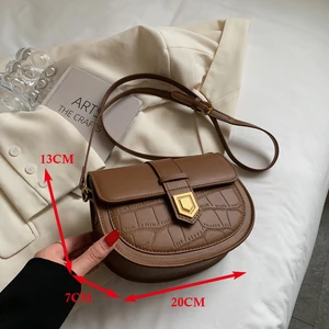 vintage fashion semicircle saddle small shoulder crossbody bags for women brand designer turn lock flap purses and handbags 2022 free global shipping