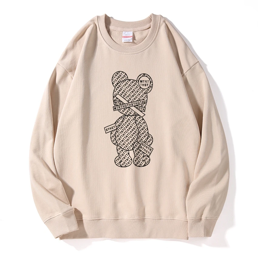 

COOLMIND 100% Cotton drop sholder lovely bear print unisex Sweatshirts casual hoodedmen Sweatshirts cool men hooded sweatshirts