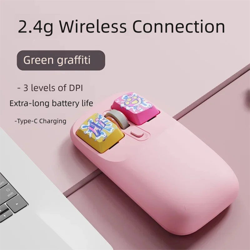 Беспроводная мышь JITE в стиле граффити, 2,4G, с длительным сроком службы батареи, эргономичная, с USB-зарядкой, для офиса, игр, настольных ПК (art.: 3920d9bf573ef) - 3920d9bf573ef
