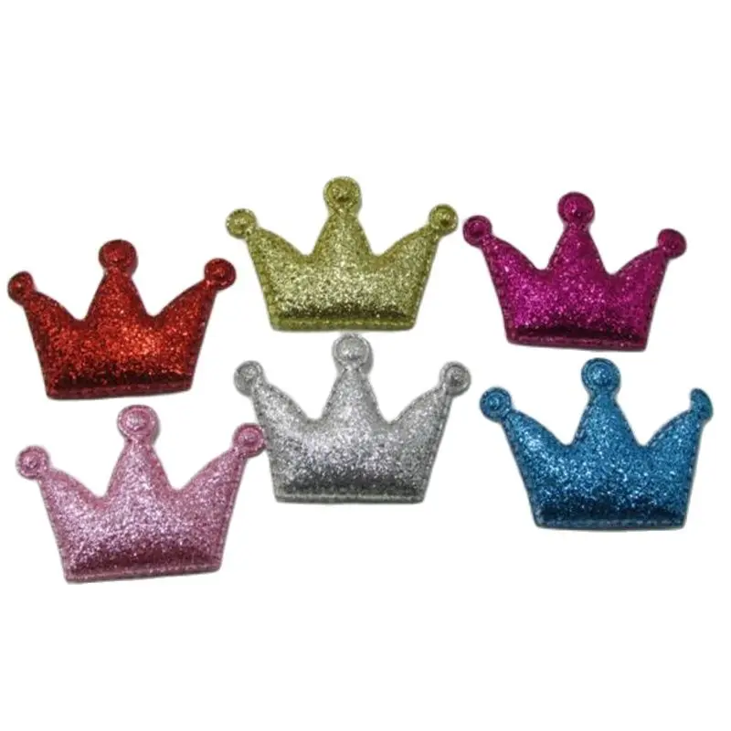 

5.5x3.5cm 40pcs Kawaii Glitter Crown Padded Appliques for DIY Children headwear Accessories, DIY Garment Accessories patches