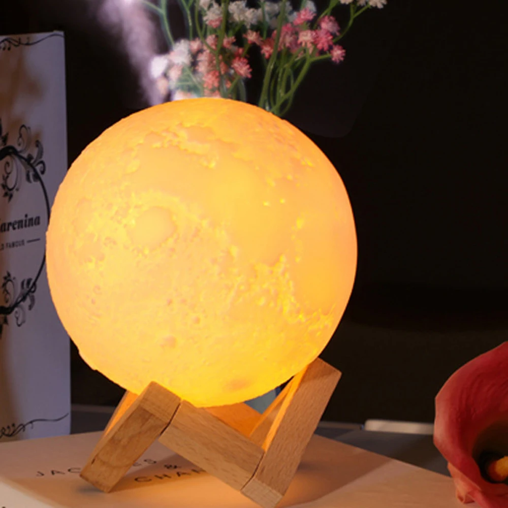 

800ML Air Humidifier Purifier Moon Lamp Moonlight Humidifiers Night Light USB Charging Air Humidifier Mist Maker For Room