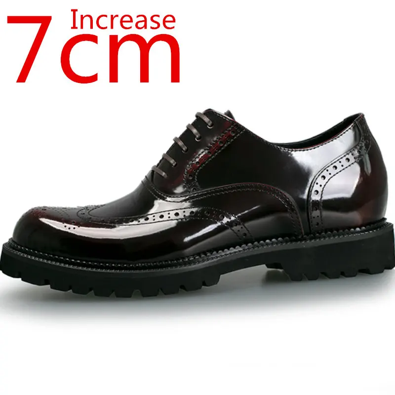 

Мужские деловые кожаные туфли, обувь из натуральной кожи с внутренним увеличением 7 см, свадебные туфли на толстой подошве для мужчин