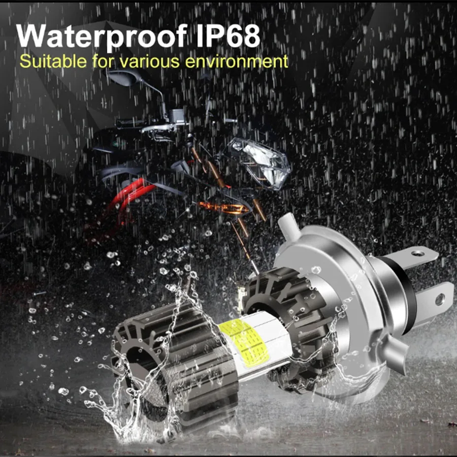 1 шт. 10000LM H4 светодиодная мотоциклетная фара H6 BA20D P15D линза CSP белый желтый Hi Lo Beam