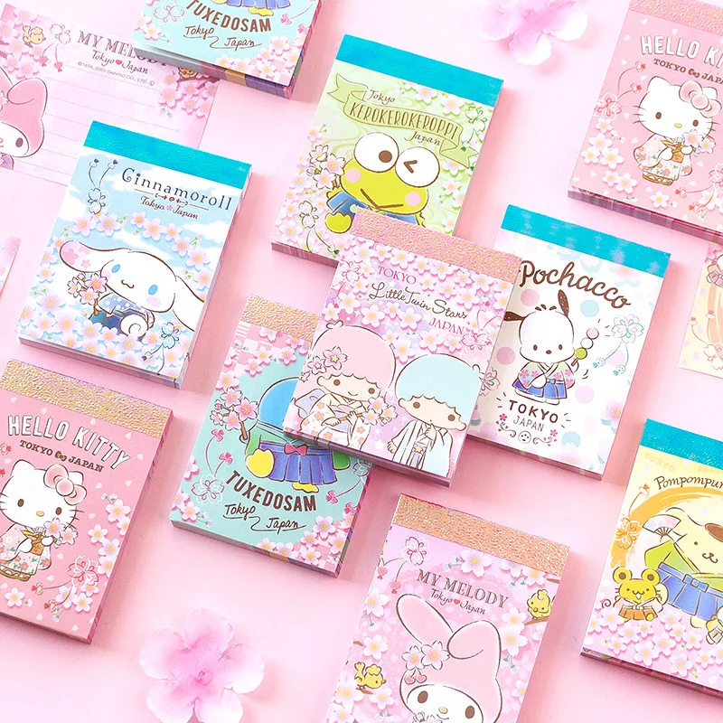 

Kawaii Kitty Cinnamoroll My Melody Kuromi Pompompurin Pochacco Sanrio Plush Cartoon Cute Cherry Blossom Season Mini Notebookgift