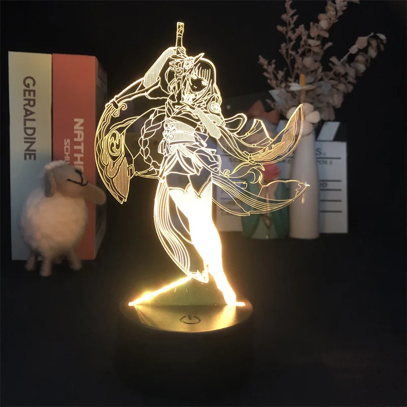 Genshin impact raiden shogun Beelzebul 3d led lamp for bedroom manga night lights anime action figure Decoration Kawaii gift