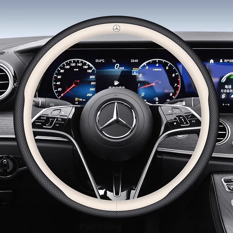

For Mercedes Benz A B C E V S Class Sprinter Vito CLA CLS GLA GLB GLC GLK GLS SLK ML Leather Anti-slip Car Steering Wheel Cover
