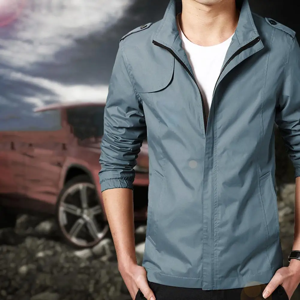 

Куртка-бомбер мужская на молнии, пиджак с воротником-стойкой, на молнии, деловая Повседневная Верхняя одежда