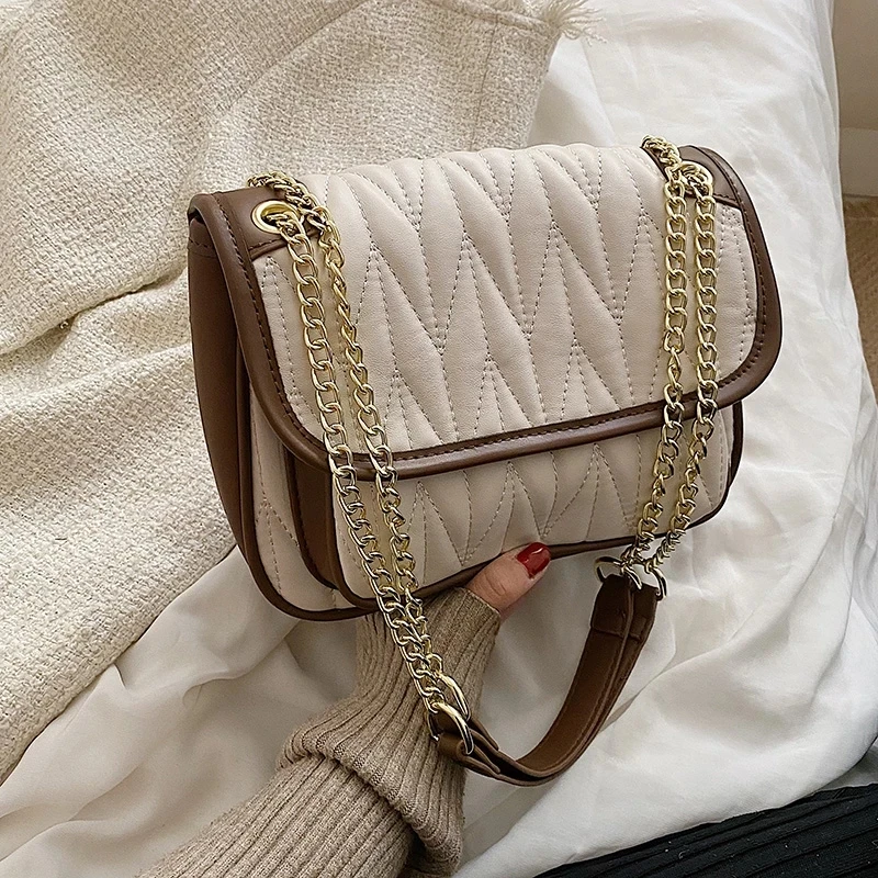 

New Chain Crossbody Messenger Bag Female Fashion For Women Solid Color Ladies Handbag Quality Pu Leather Shoulder Bag Handbags P