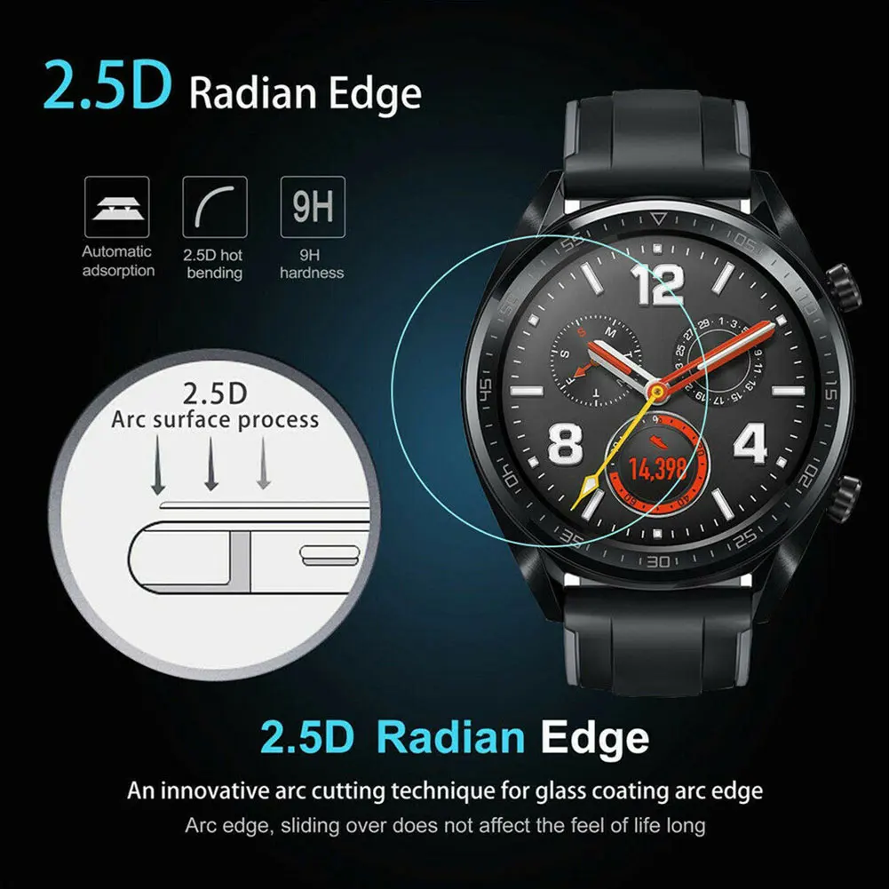 

2pcs Guard Watch Screen Protector Protective HD Film Smart Scratch Resistant Tempered Glass Replacement For Huawei GT1 GT2