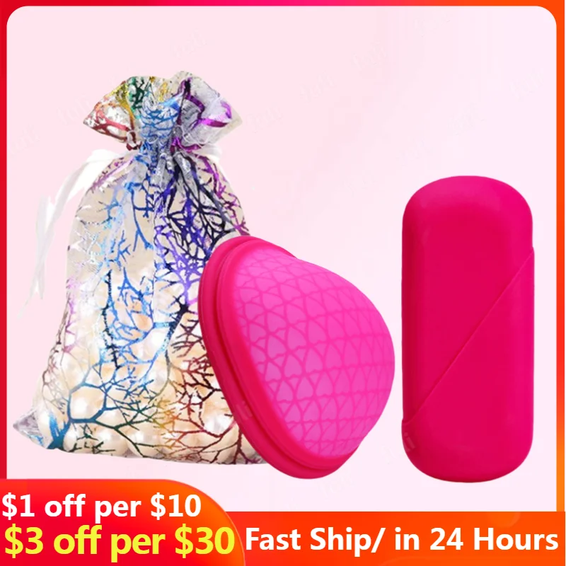 

4pcs Menstrual Disc with silicone case Flat-fit Design Extra-Thin Sterilizing Silicone Menstrual cup period copa for women