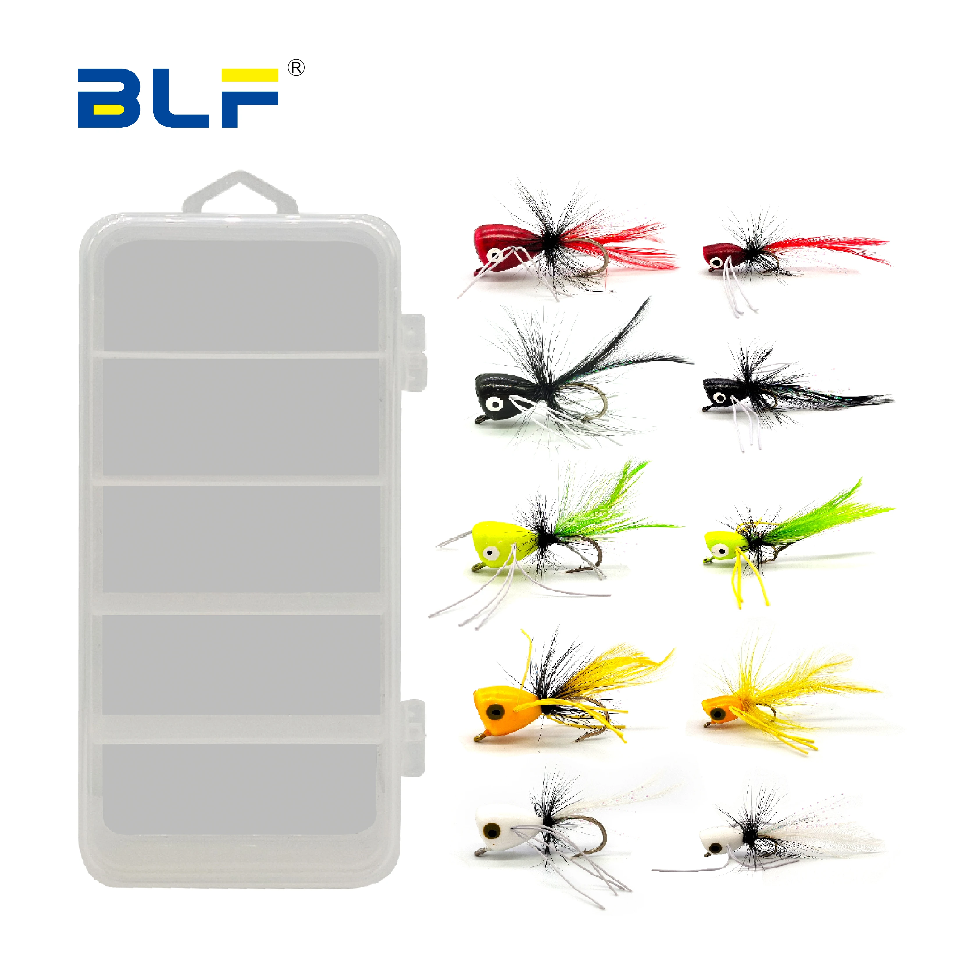 

BLF BAND 10 Pieces Topwater Popper Fly set Fishing Bait Kit Artificial Lures For Bass Bluegill Kit Panfish