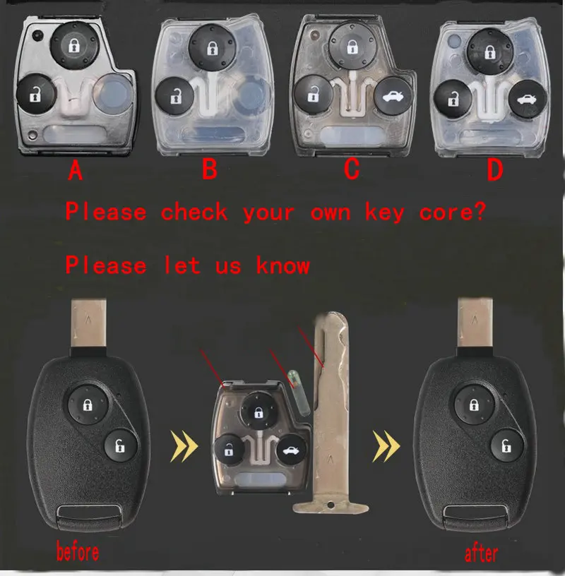 Для Hon-da Fit Civic CRV Accord Odyssey модификация корпуса дистанционного ключа управления