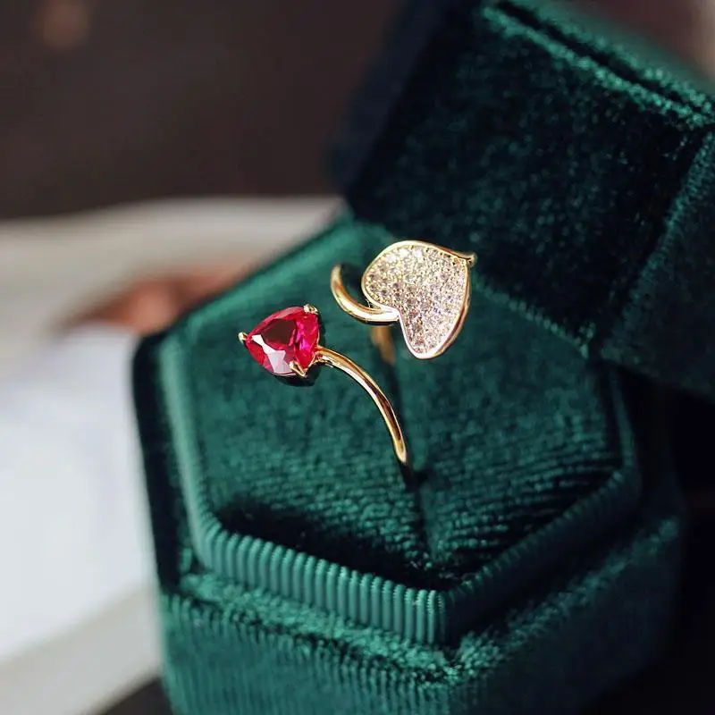 

Японское и корейское романтическое прекрасное женское кольцо двойного размера изящное красное кольцо для студентов в японском и корейском...