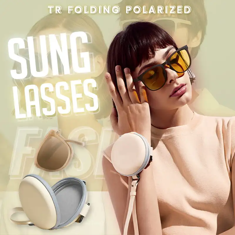

TR Folding Polarized Sunglasses UV Protection Anti-Glare Portable Folding Fashion Sunglasses For Women With Glasses Case Instock