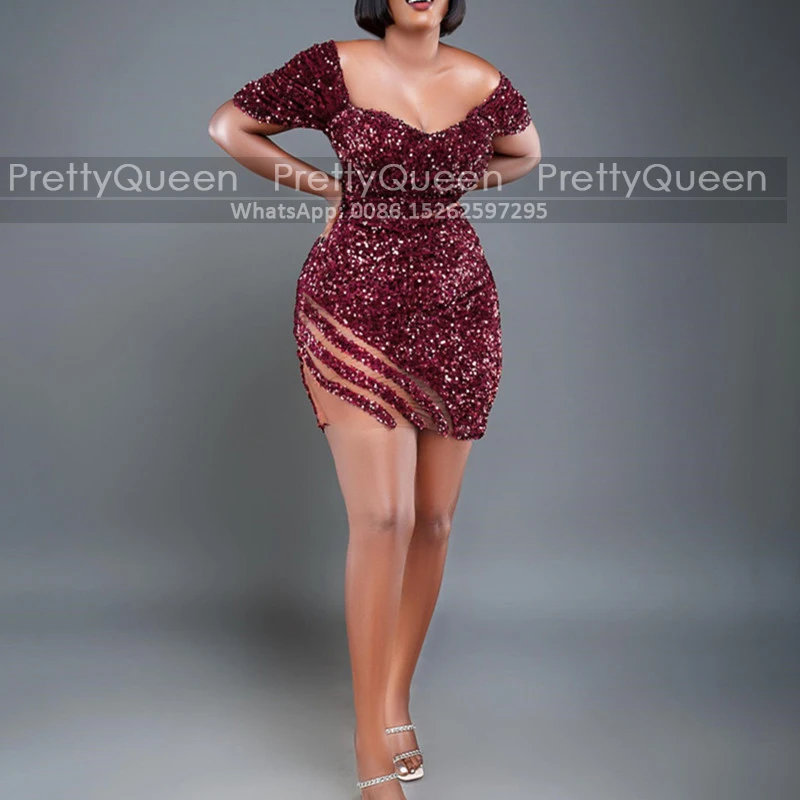 

Женское короткое вечернее платье-Русалка с открытыми плечами