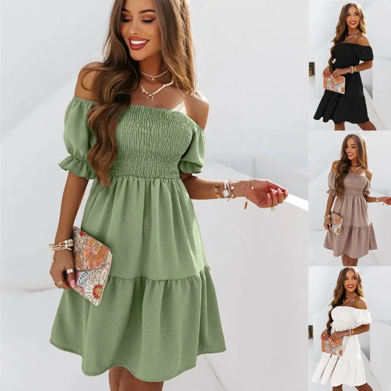 

Hot selling European and American women's 2022 summer backless one-shoulder-length dress