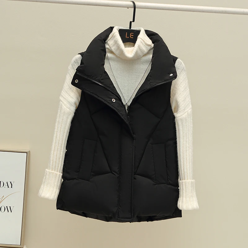 

Women's Warm Vest 2022 New Vests Female Sleeveless Jacket Short Slim Autumn And Winter Thick Waistcoat Women Coat Black