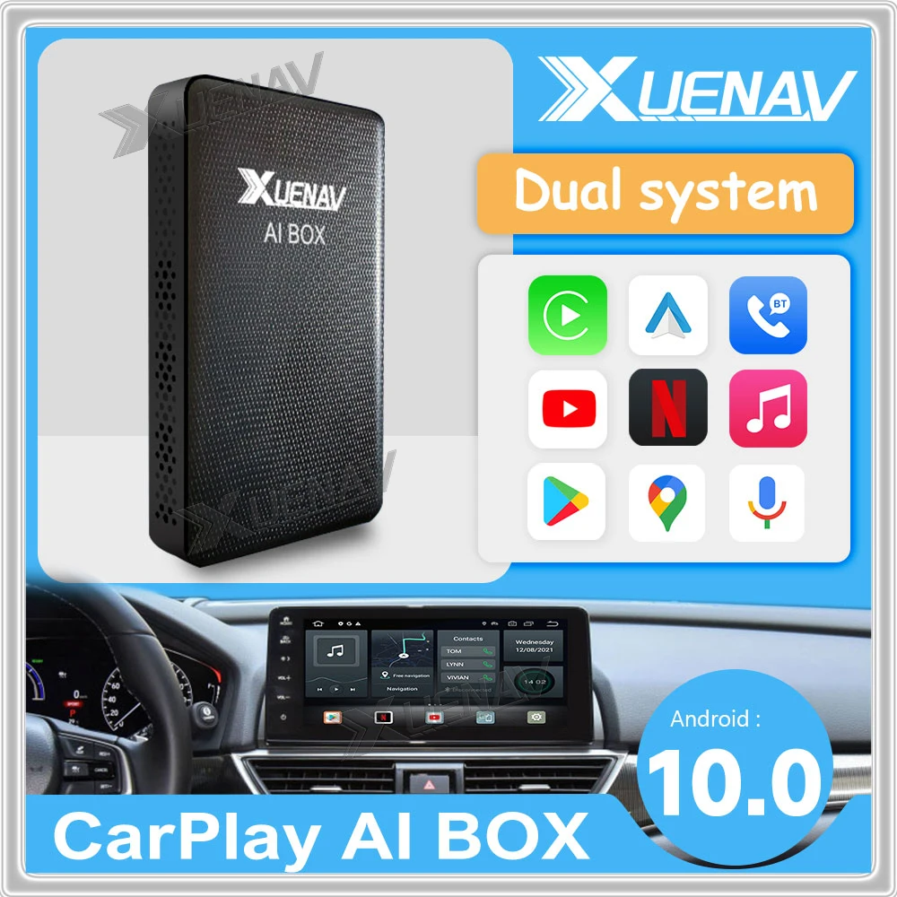 

Carplay Ai Box беспроводной Carplay Netflix Android Box Автомобильный мультимедийный плеер 4 + 64 ГБ аудио навигация для Volkswagen Toyota