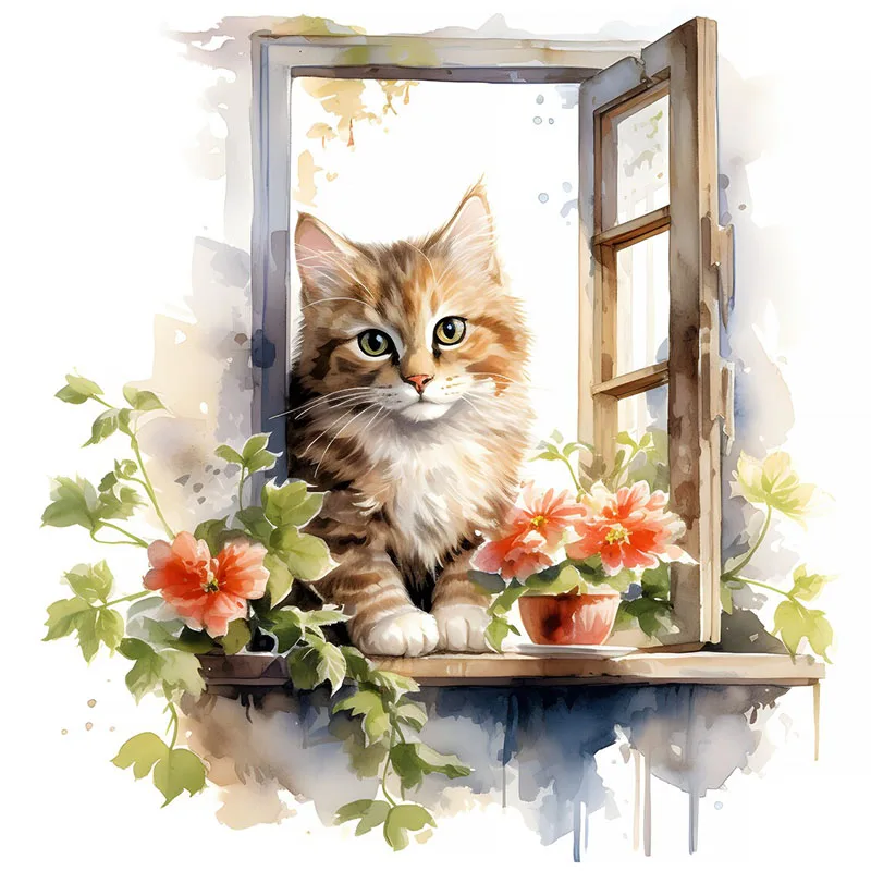 

Виниловая наклейка "Кошка сидит на окно"