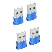 4 pack usb c female to usb male adapter type c to a charger cable power converter blue