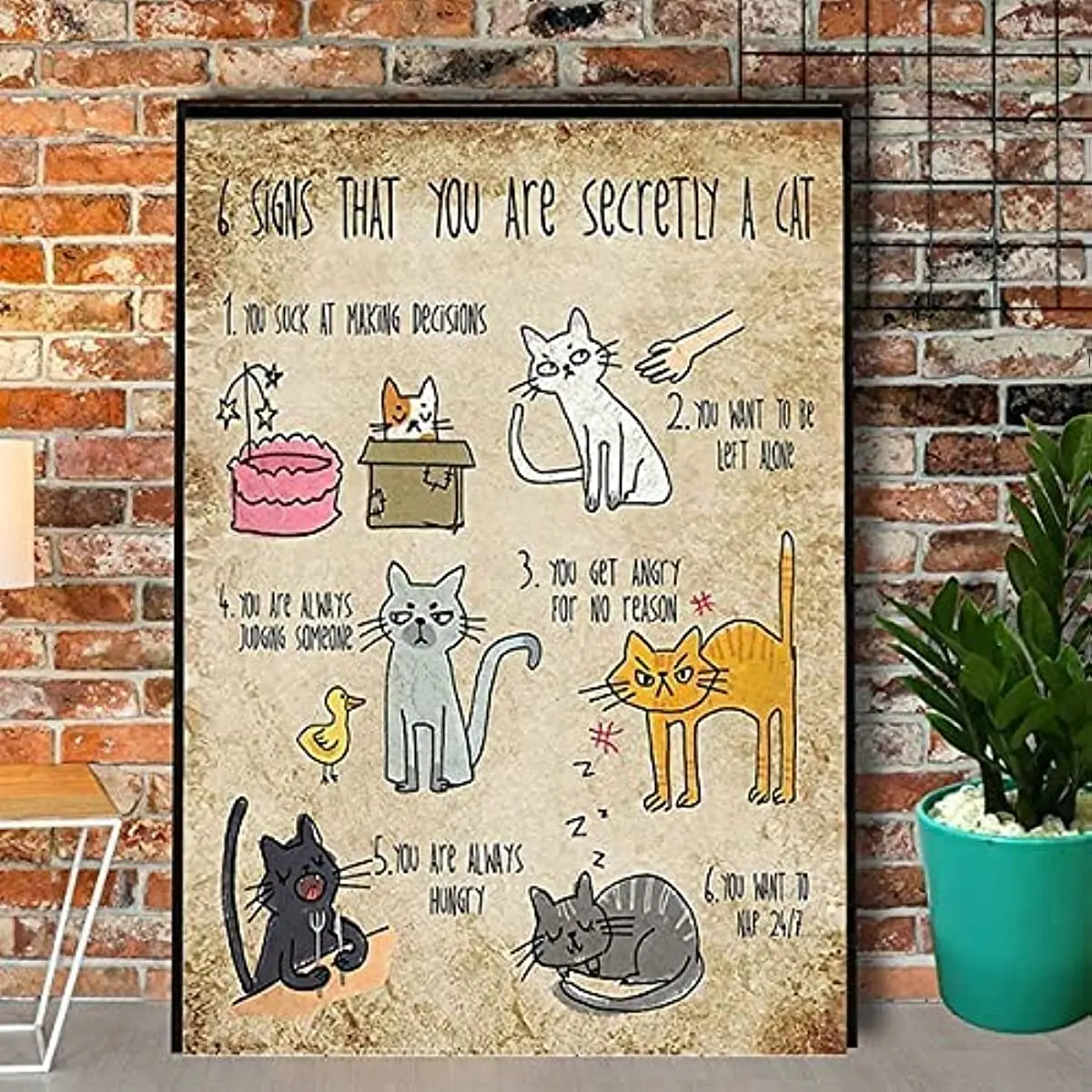 

Funny Metal Sign Cat Six Signs That You are Secretly A Cat Bathroom Bedroom Cafe Wall Decoration Man Cave Best