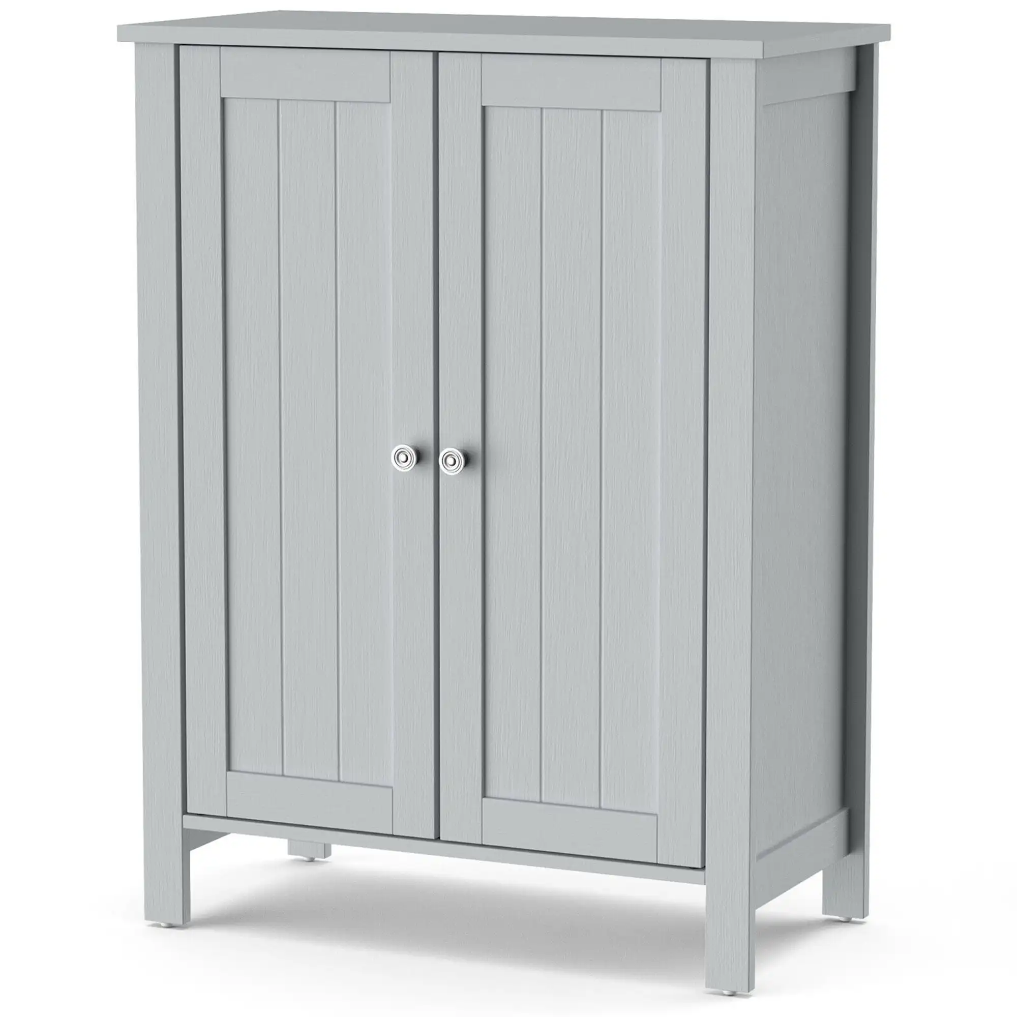 NONE 2-Door Bathroom Floor Storage Cabinet Space Saver Organizer Grey