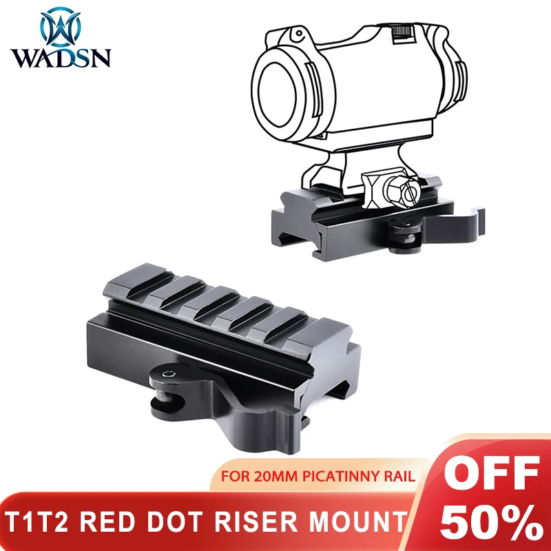 

WADSN Airsoft picatinny rail T1 T2 Red Dot Riser DBAL A2 Quick Removal Metal Mount M600 M300 Flashlight Base Hunting Accessories