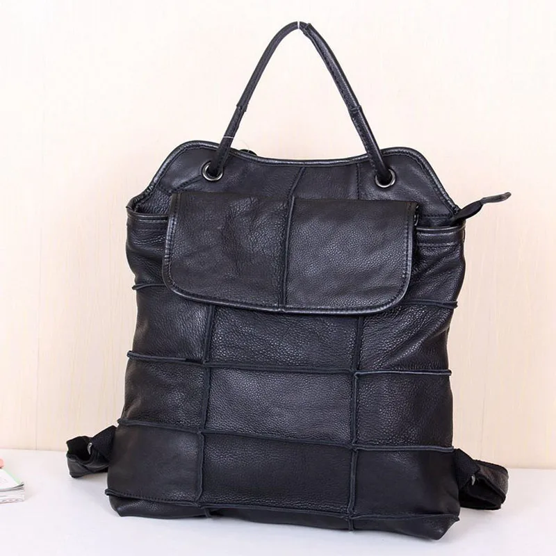 OLN Cowhide Leather Backpack Shoulder Bag Women Handbags Portable Tote Bag Dual-use Large Capacity Leisure Messenger Bags Female