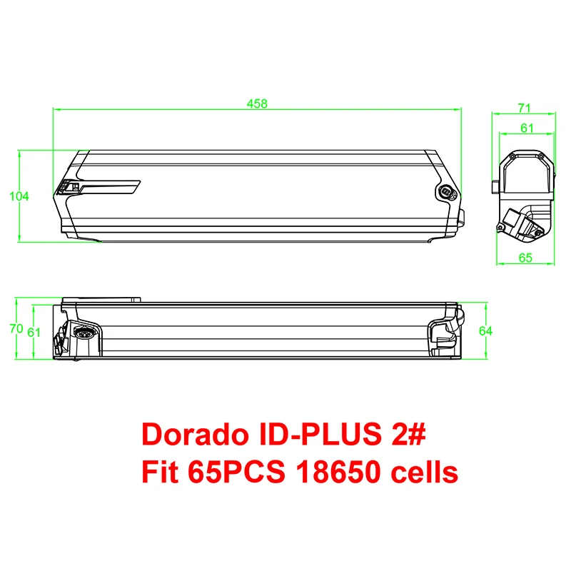 Dorado ID-PLUS Battery Case 36V 48V ID PLUS Empty Box Fit 52PCS 65PCS 18650 Cells For DIY E-Bike Battery 10S5P 10S6P 13S4P 13S5P