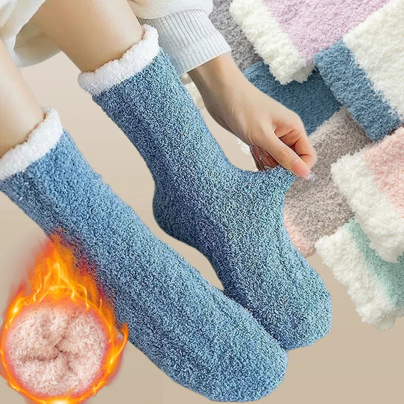 

Warm Thermal Slipper Ankle Socks for Women Girls Short Socks Winter Plush Bed Socks Fleece Sock Boots Fluffy Soft Lounge Socks