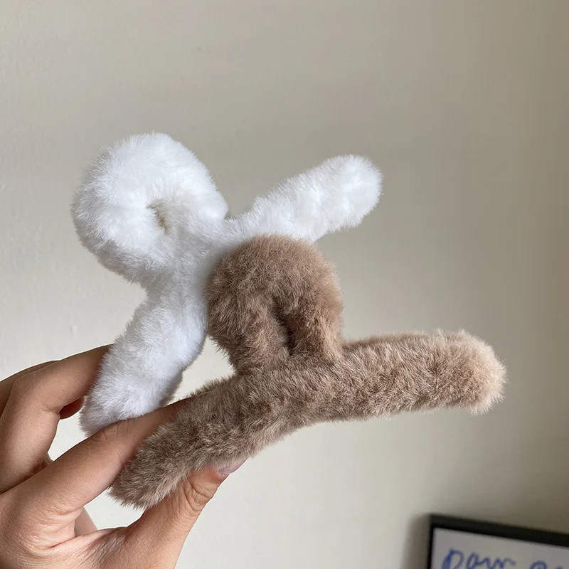 Женская заколка-краб из искусственного меха зимний аксессуар для волос