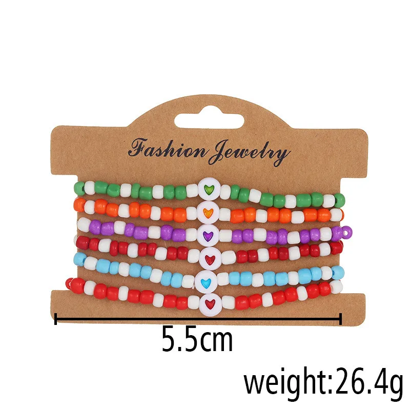 Модный браслет в стиле бохо 6 шт./компл. с бусинами и буквами оригинальный