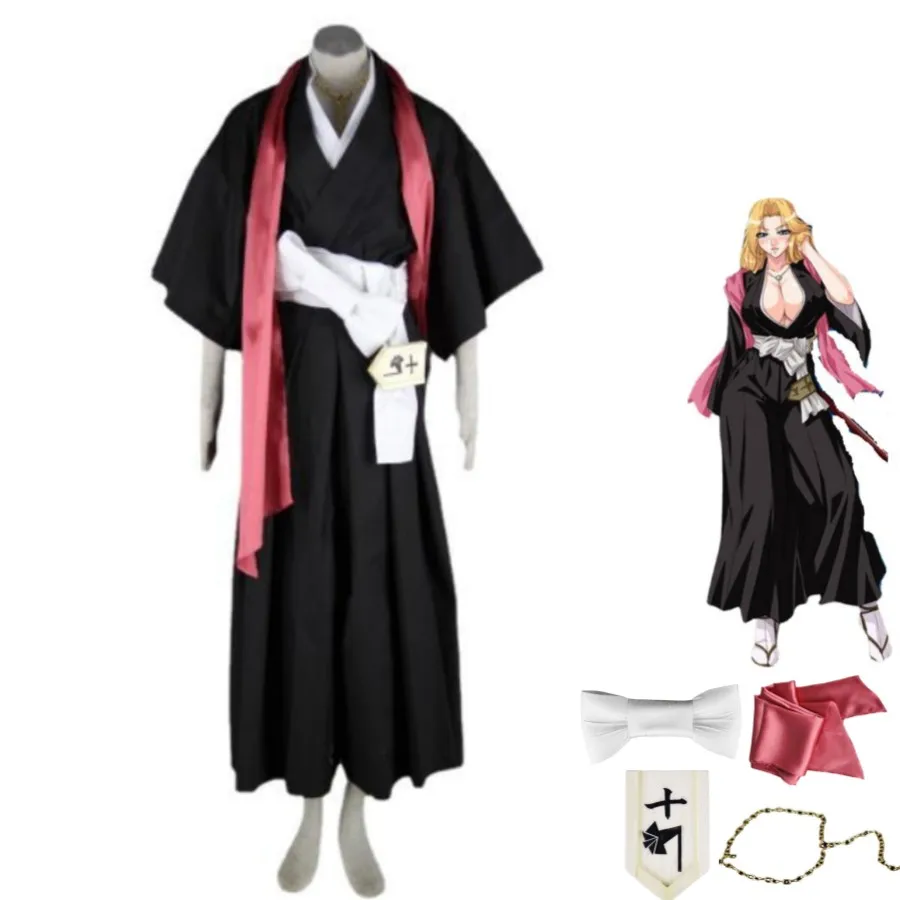 

Anime BLEACH Matsumoto Rangiku Cosplay Costume Gotei 13 Black Japanese Kimono Kendo Pants Woman Sexy Halloween Party Suit