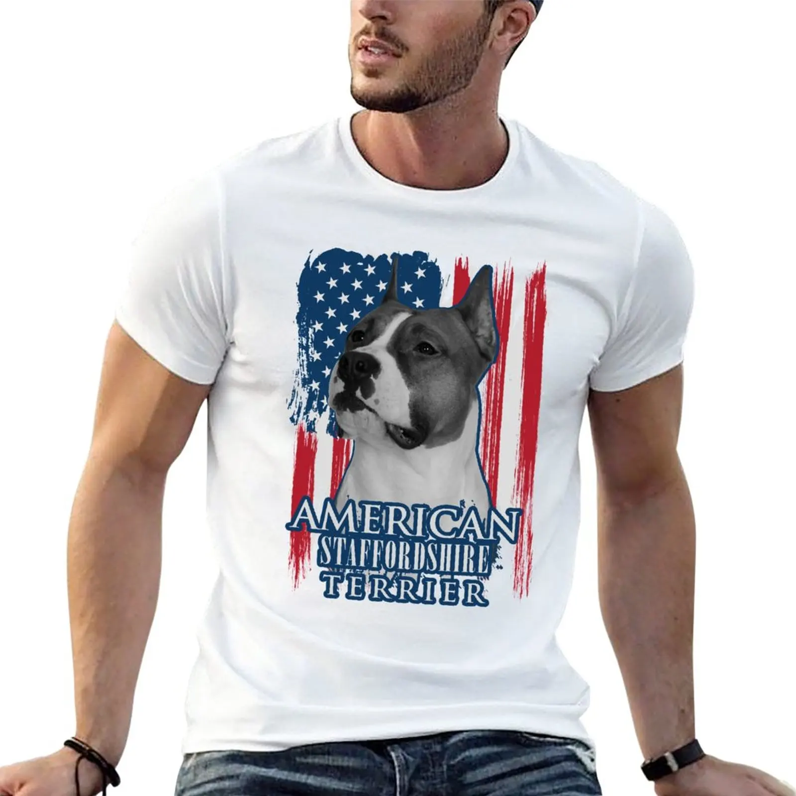 Футболки с графическим принтом американского Стаффорда терьера-амстера