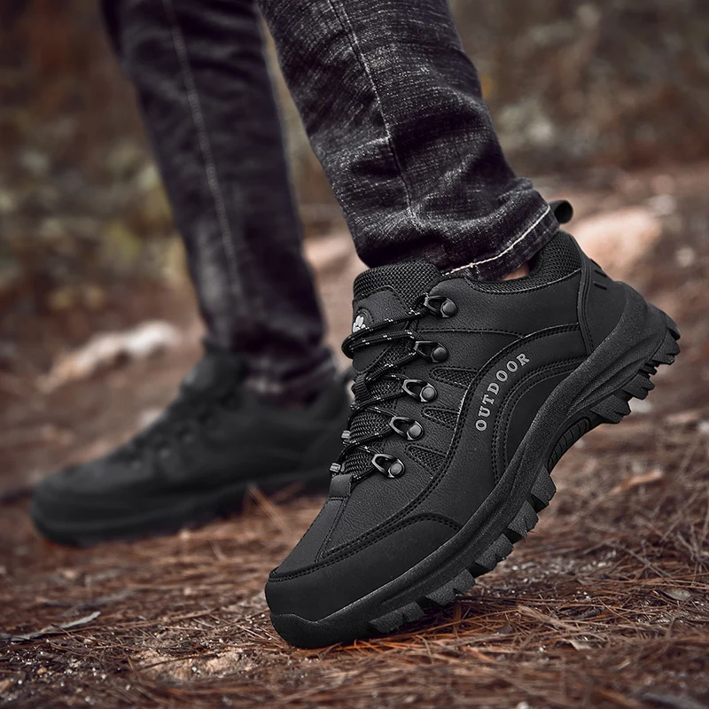 Men's Hiking Shoes Trekking Walking Shoes for Male Outside Climbing Sneakers Sports Lace-Up Anti-Slip Men Footwear Large Size
