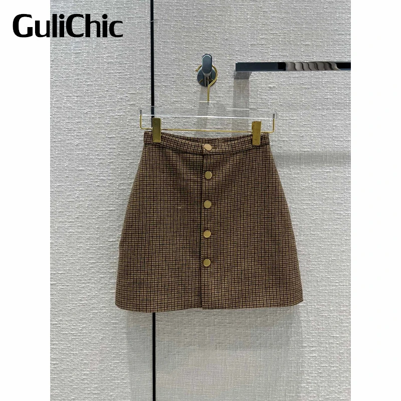 

Женская элегантная однобортная шерстяная мини-юбка GuliChic 10,8