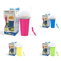 quick frozen smoothies cup hail eco friendly double layer silicone slushy ice maker squeeze slush cooling cup for home