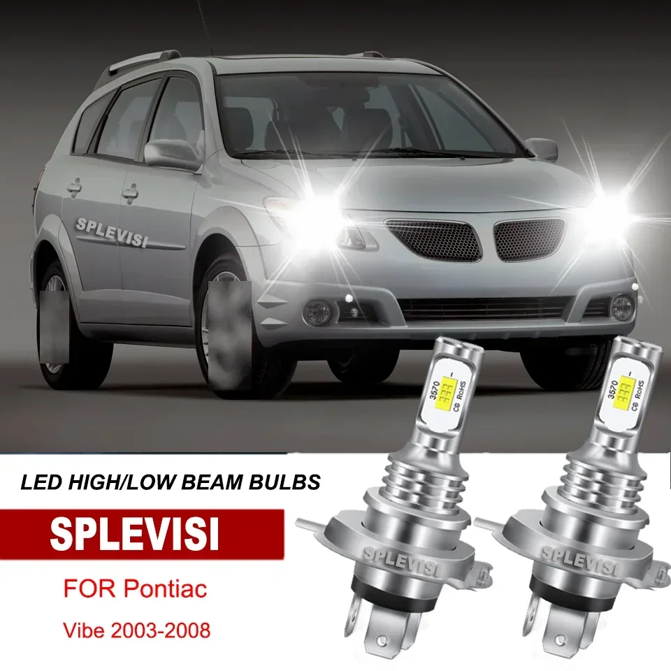 

2x 9003/H4 светодиодные лампы для фар дальнего/ближнего света 6000K высокой яркости для Pontiac Vibe 2003-2008 2004 2005 2006 2007 G3 2007-2010