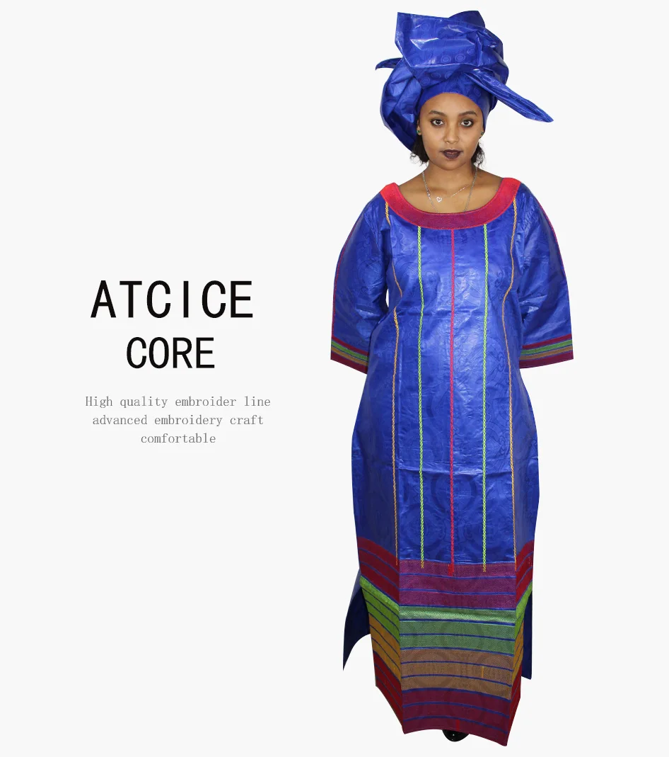 Африканские платья для женщин модный дизайн Новая африканская вышивка Bazin