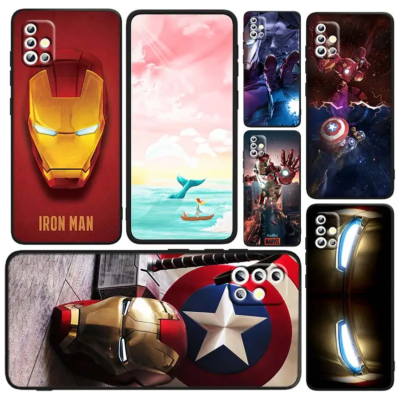 

Fashion Marvel Iron Man For Samsung Galaxy A23 A73 A71 A53 A52 A51 A33 A32 A22 A03S A03 A02S A31 5G Black Soft TPU Phone Case