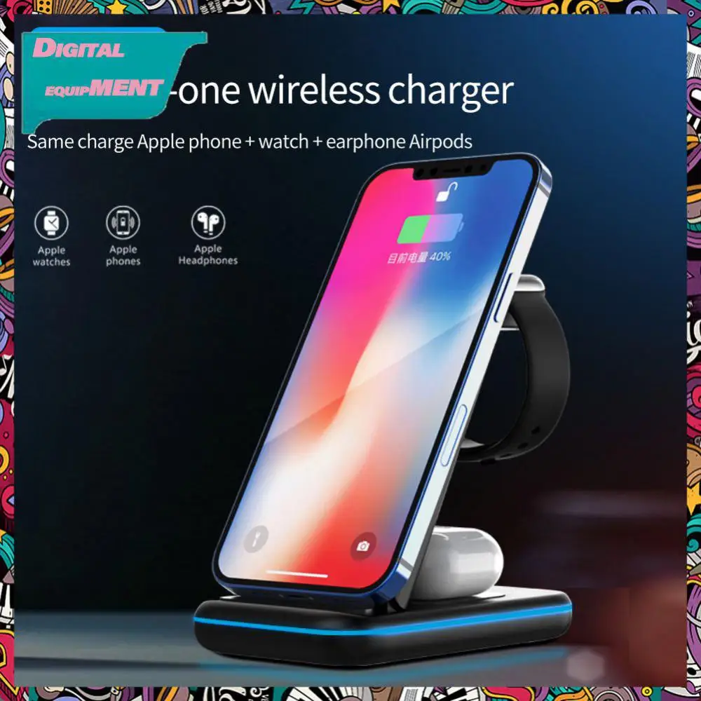

Portable Charging Protection Fast Charging Station 3 In 1 Qi Wireless Charger Stand Foldable 15w Fast Chargin Durable