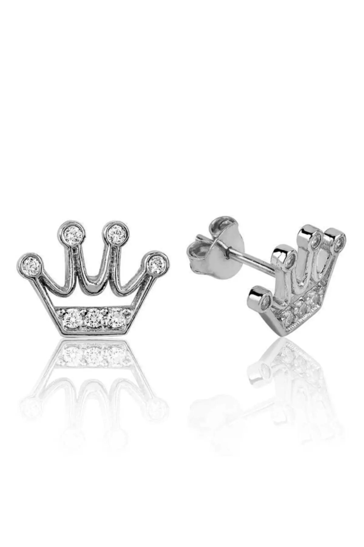 

Silver Queen Crown Studded Earrings
