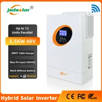 jsdsolar 5500w off grid hybrid solar inverter with 12 parallel pure sine wave buit in 100a mppt solar charge controller wifi new
