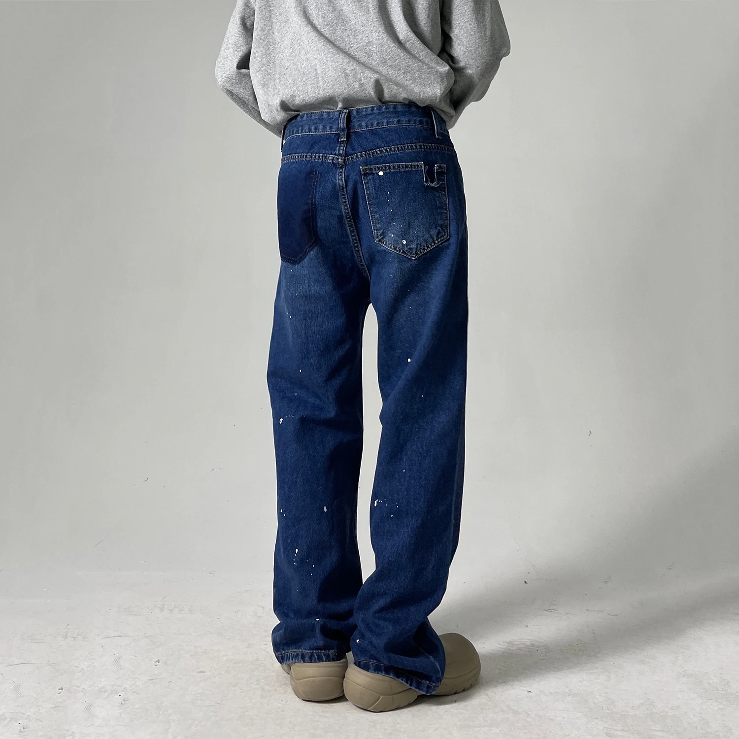 Korean Version of The Trend of Splashing Ink To Make Old Ripped Casual Trousers Men and Women with The Same Style Y2k Pants